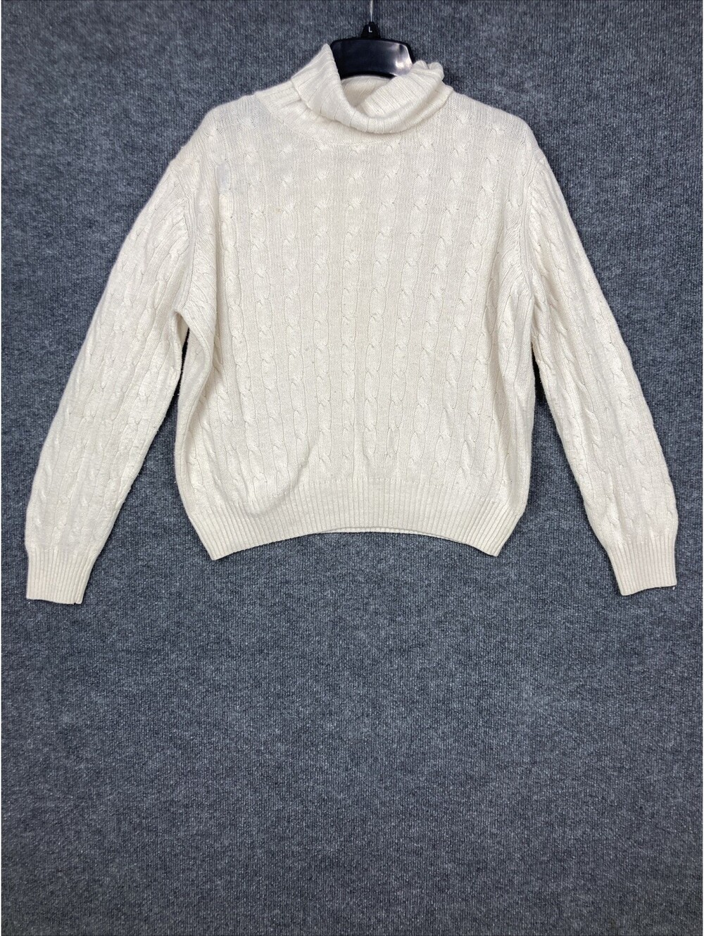 Hunt Club Womens XL Cream Cable Knit Turtleneck Sweater Vintage 80s 90s